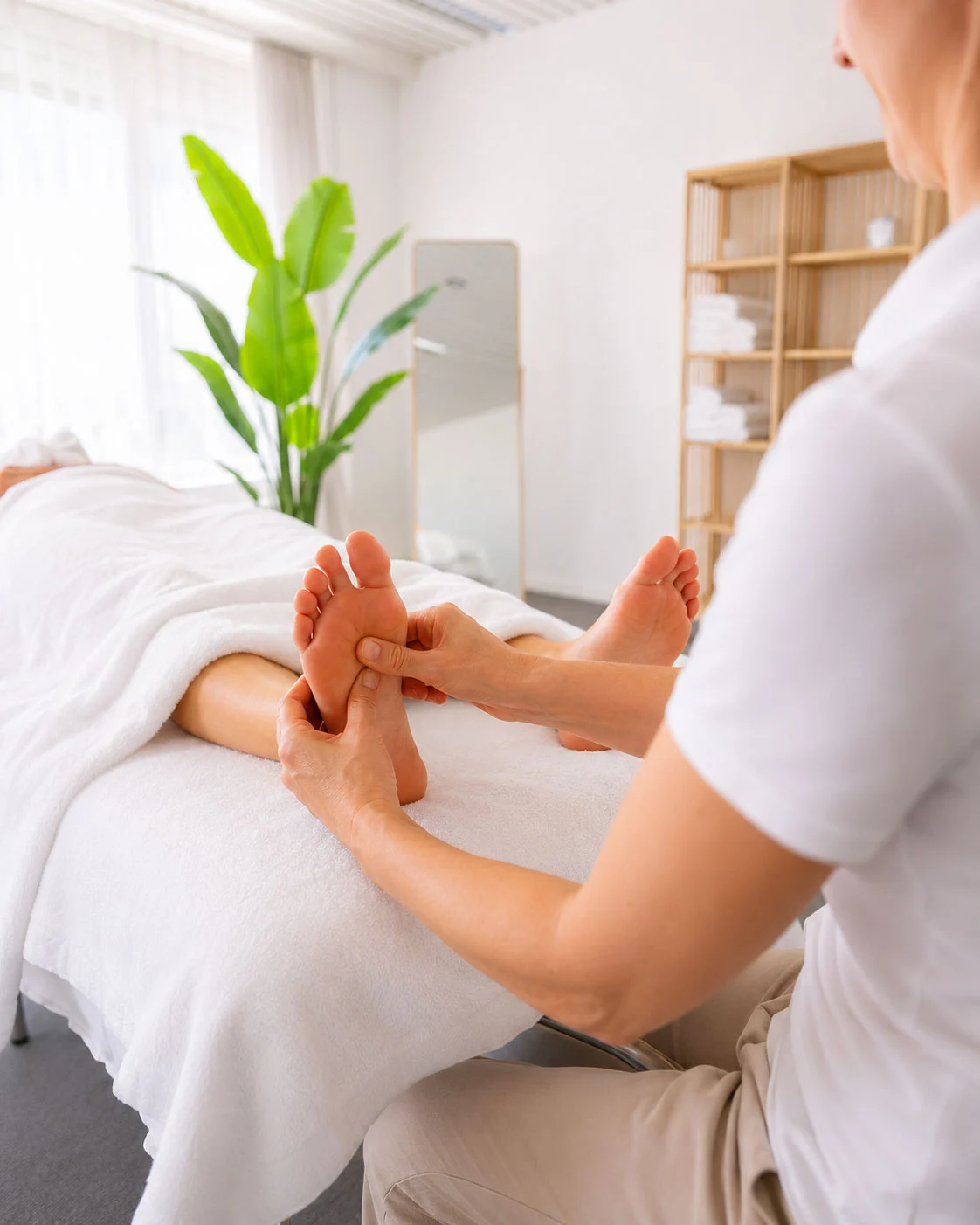 Arbeit an den Fussreflexzonen im Massage Zentrum Olten